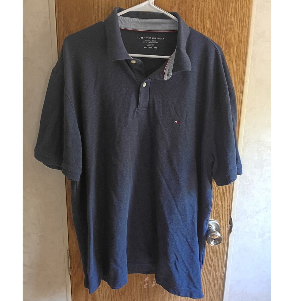 Tommy Hilfiger Navy  Blue Polo Shirt Classic Minimalist Preppy XXL Chest Logo